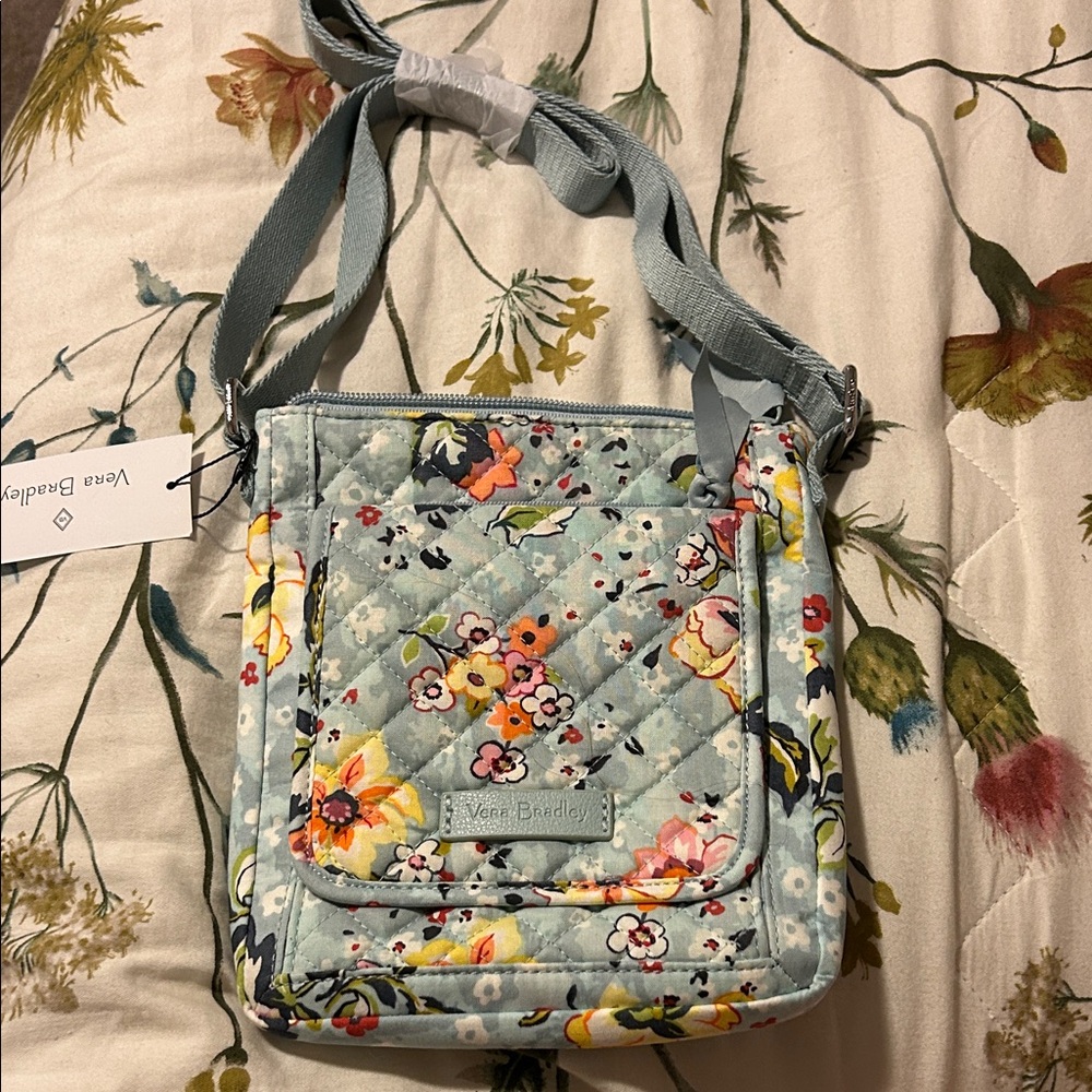 Vera Bradley Floral Crossbody Bag - Light Blue and Multicolor